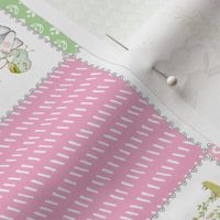 3" Love Some Bunny Patchwork Blanket Quilt, Cute Bunnies + Flowers for Girls, GL-quilt D rotated
