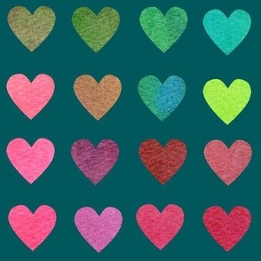 color chart hearts -  teal - larger scale