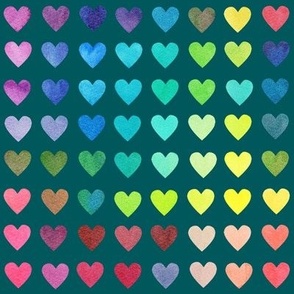 color chart hearts - teal -medium scale
