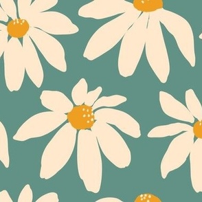 Daisy -Teal and White