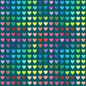 color chart hearts - teal - smaller scale