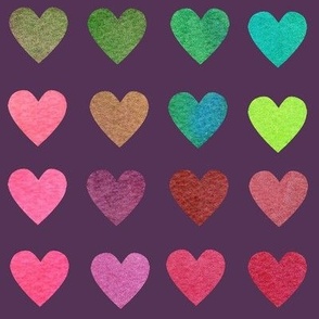 color chart hearts - plum - larger scale 