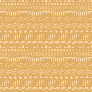  Hand drawn mudcloth design with lines, arrows, diamonds in golden yellow, SMALL