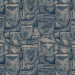 Blue Jean Pockets - large - dusty dark indigo
