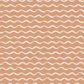 Hand drawn mudcloth design with lines, beach waves in beige, MEDIUM