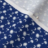 SC Palmetto Moon Cute State Shape Outline INDIGO MICRO SCALE