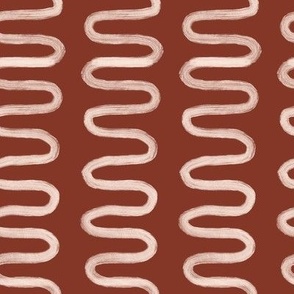 Hand drawn mudcloth design with waves lines in rust, large