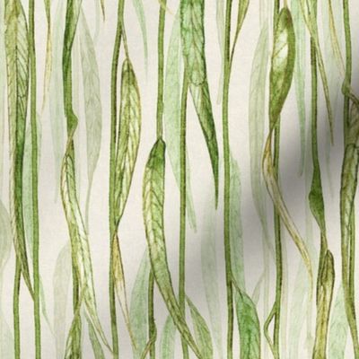Weeping Willow Tree Leaves CottageCorehome on Cream, Cottagecore, soothing decor, Eggshell, Ivory and pastel green, artichoke, celadon, sage for neutralbotanicalsdc for gender neutral ,baby,   nursery wallpaper