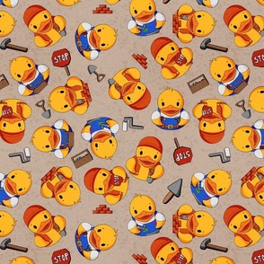 Construction Rubber Duck Scatter Large - Brown