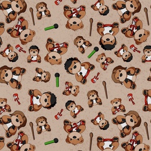 Rock Band Teddy Bears Scatter Large - Brown