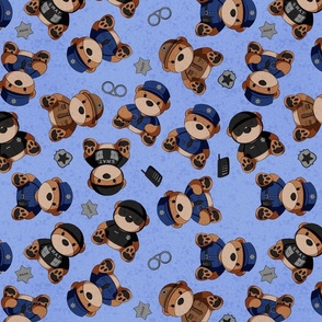 Police Teddy Bears Scatter Large - Blue