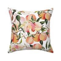 Large / Peach Orchard / White - Summer, Fruit, Peaches