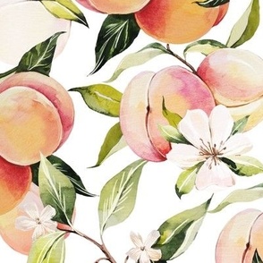 Large / Peach Orchard / White - Summer, Fruit, Peaches