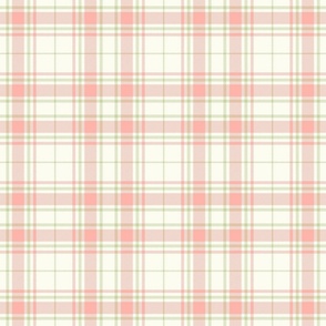 Tartan - Alicia's Red Climbing Watercolor Roses Co-ordinate in Salmon Pink Sage Green and Extra Light Ivory