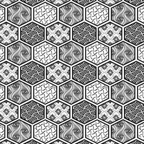 mixed katagami pattern black white