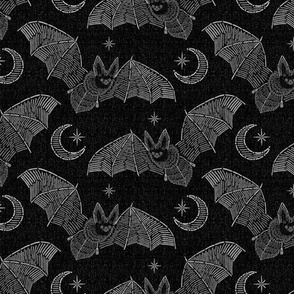 Bat Stitch Crazy - Gray Smaller Scale