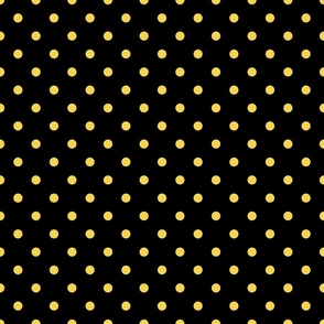 Polka Dots - Sunshine Yellow Dots on a black background