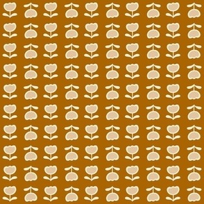 Cute little Tulips stripe Block Print on burnt sienna