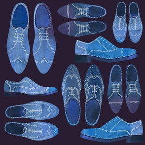 Blue Brogue Shoes Dark Jumbo