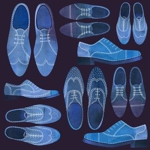 Blue Brogue Shoes Dark Small Scale