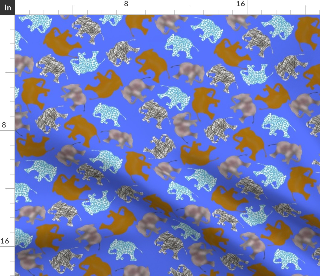 Baby elephant polka dots ultramarine blue 