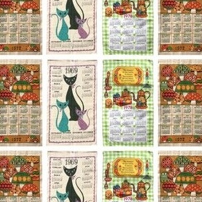 retro calendar tea towel mini