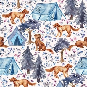 Red Golden Retrievers Go Camping - small