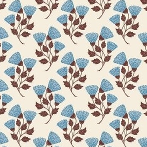 Pattern 0678 - magic flowers, blue / brown