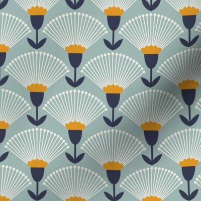 Pattern 0714 - art deco flowers, blue