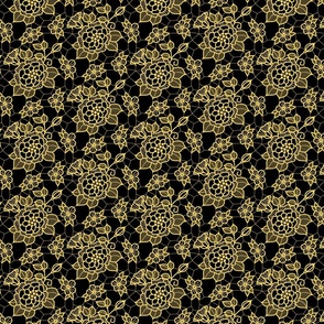 Gold lace flower on black
