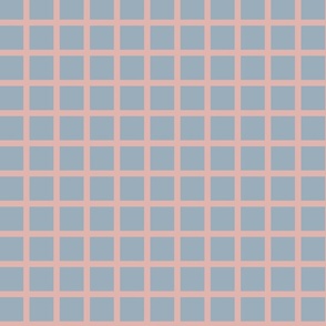 Grid - Pastel pink on pewter blue