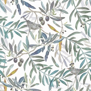 Olive natural leafy neutral white birds