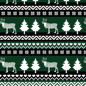 Patchwork Reindeer Christmas Sweater Pattern - Emerald Green