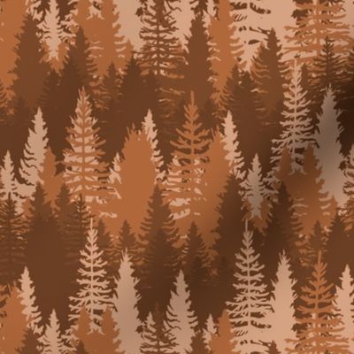  Endless Evergreen Forest with Fir Trees in Shades of Brown