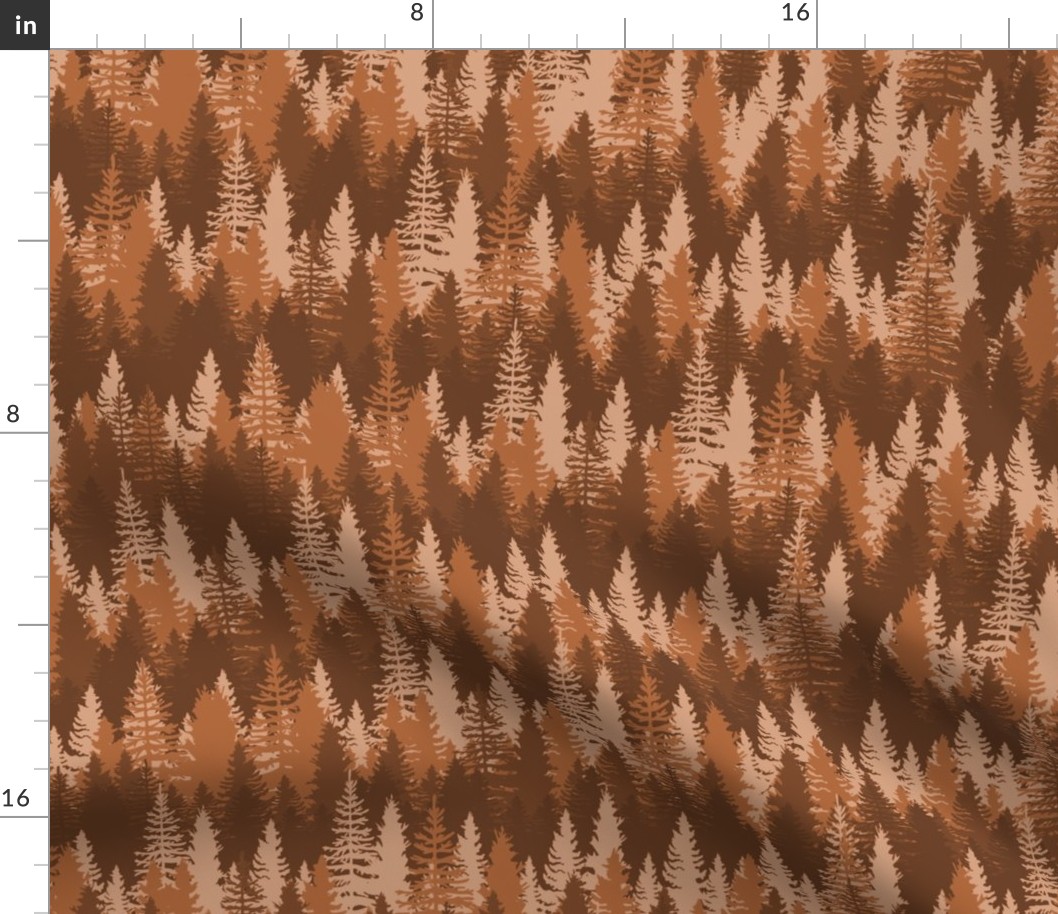  Endless Evergreen Forest with Fir Trees in Shades of Brown