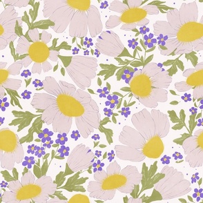 Large - Sunny Chamomile Purple Splash