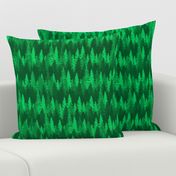 Endless Evergreen Forest with Fir Trees in Shades of Bright Green