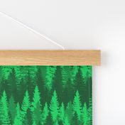 Endless Evergreen Forest with Fir Trees in Shades of Bright Green