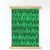 Endless Evergreen Forest with Fir Trees in Shades of Bright Green