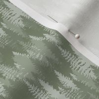 Small Endless Evergreen Forest with Fir Trees in Shades of Sage Green