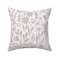 Wildflowers - mauve and cream - medium scale