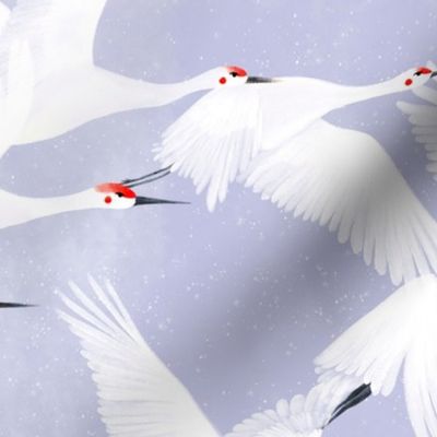 Flying Cranes - Periwinkle Sky