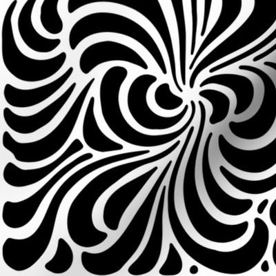 ABSTRACT SWIRLY TILES - BLACK ON WHITE