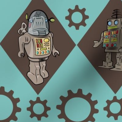 Robots in Blue and Brown