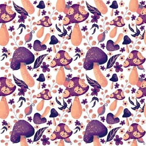 Purple Mushrooms Print