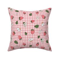 Large Strawberries Gingham in Pink