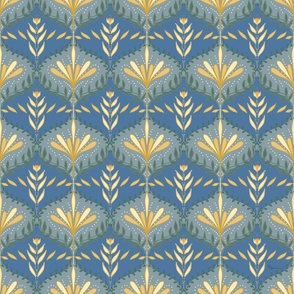 Ornamental Ogee in Blue _ Honey Yellow