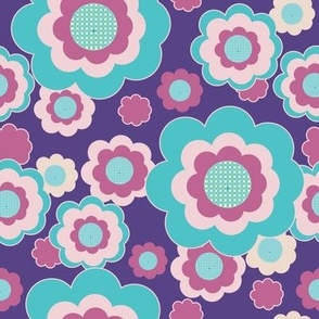 Retro Floral Pocket 7 Match, grape and cotton candy, 8 inch