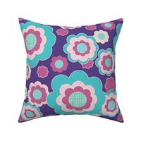 Retro Floral Pocket 7 Match, grape and cotton candy, 16 inch