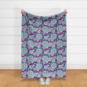 Retro Floral Pocket 7 Match, grape and cotton candy, 16 inch